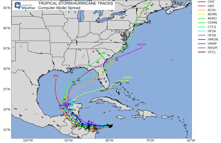 November 14 tropical storm tracks models