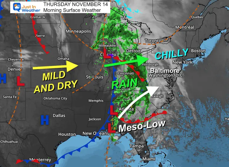 November 14 weather Thursday morning