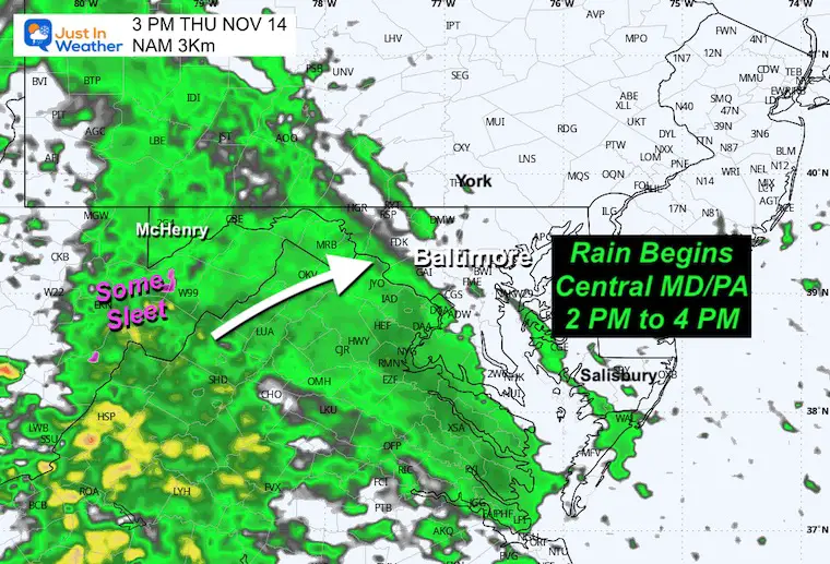 November 14 weather rain forecast Noon