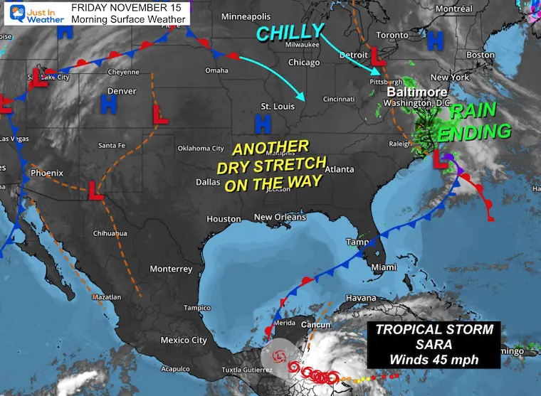 November 15 weather Friday morning