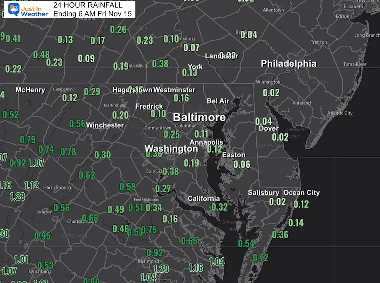 November 15 rainfall Friday morning