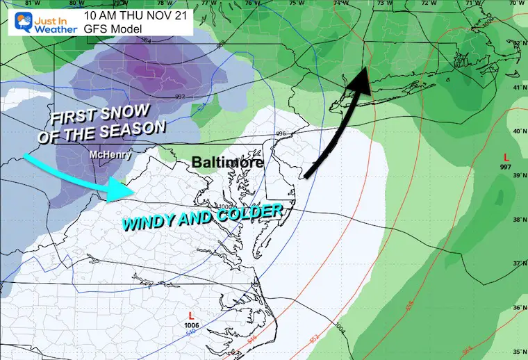 November 15 weather rain snow Thursday