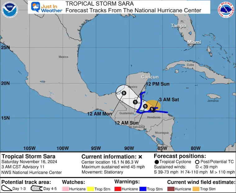 November 16 Tropical Storm Sara NHC