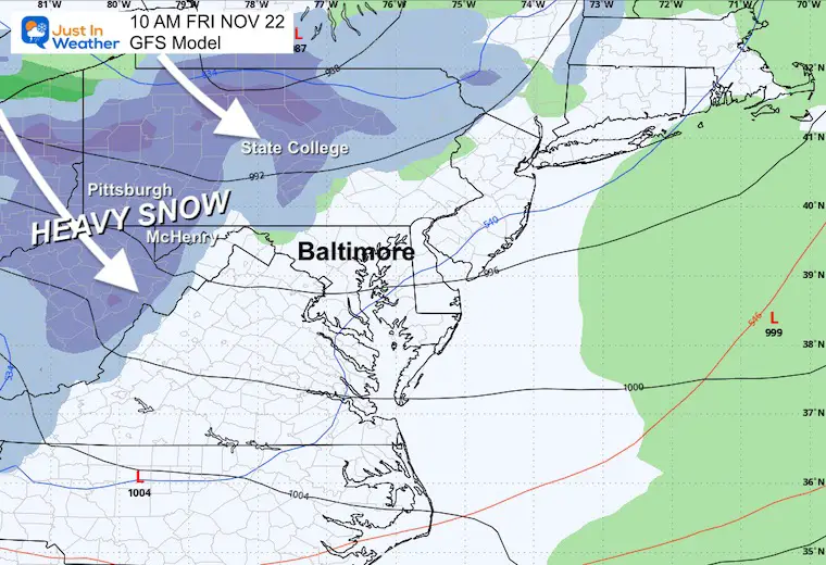 November 16 weather forecast Friday rain snow