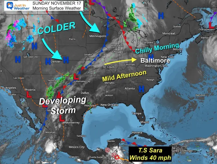 November 17 weather Sunday morning