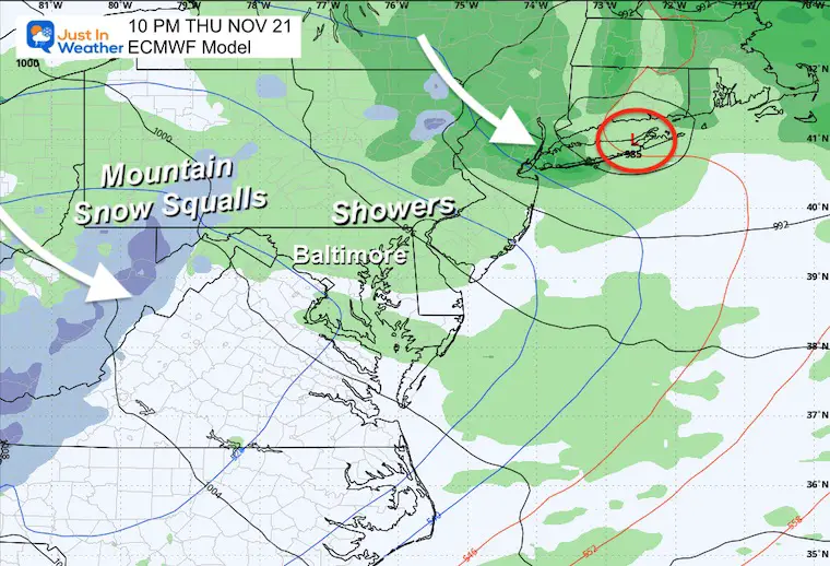 November 17 weather storm forecast rain snow Thursday night