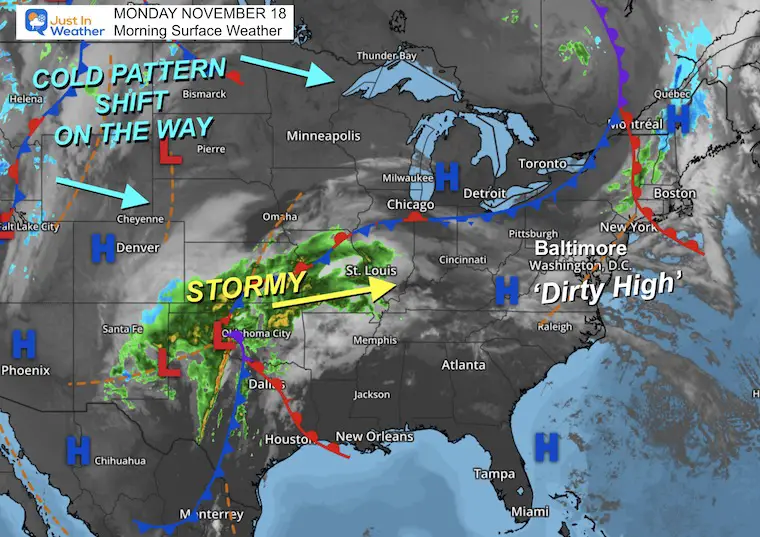 November 18 weather storm Monday morning