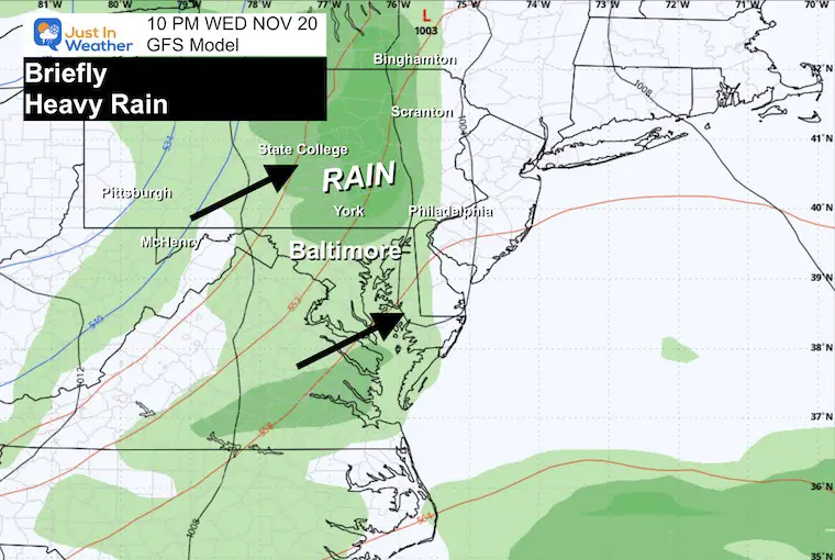 November 18 weather rain Wednesday night