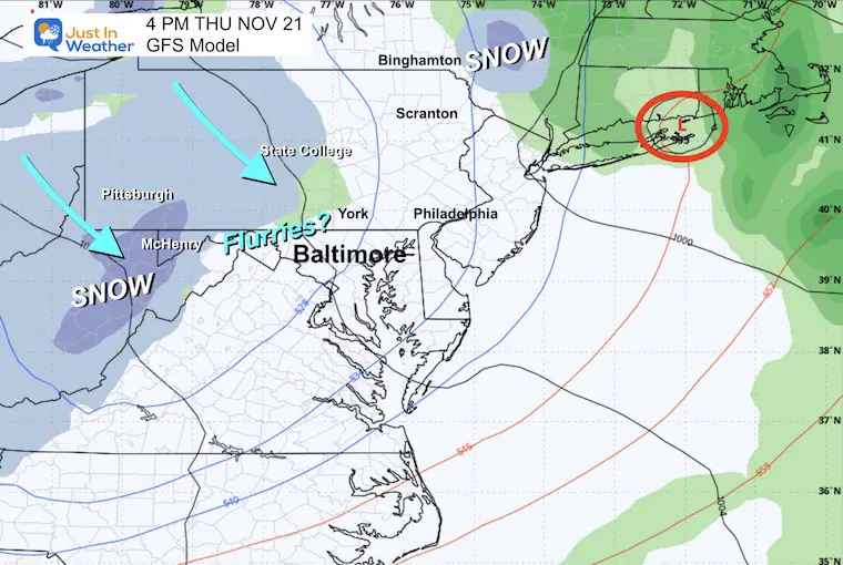 November 18 weather rain snow Thursday