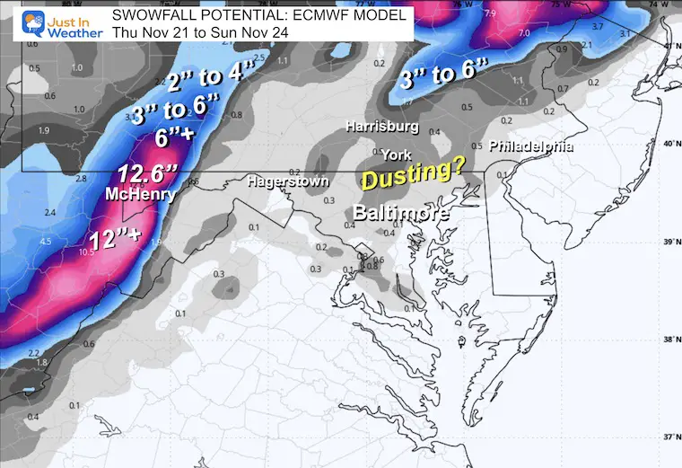 November 18 snow forecast Maryland ECMWF