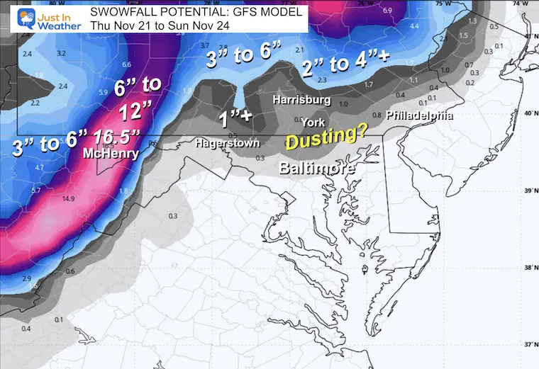 November 18 Snow Forecast Maryland GFS