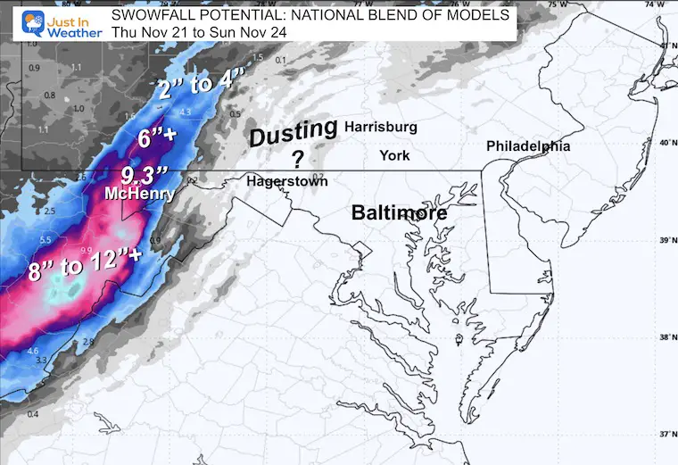 November 18 Snow Forecast Maryland NBM