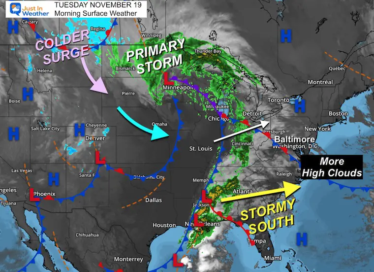 November 19 weather Tuesday morning