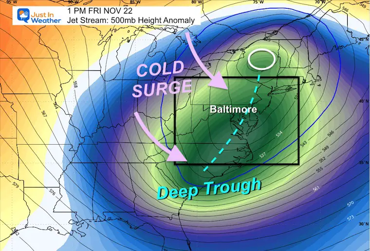 November 19 weather forecast jet stream cold Friday