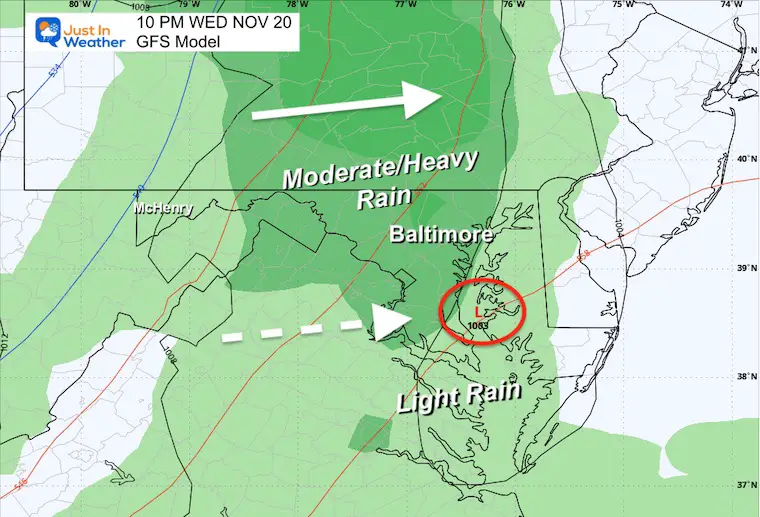 November 19 weather storm forecast rain Wednesday night