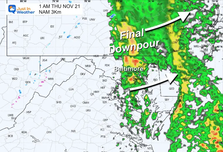 November 20 weather rain early Thursday morning