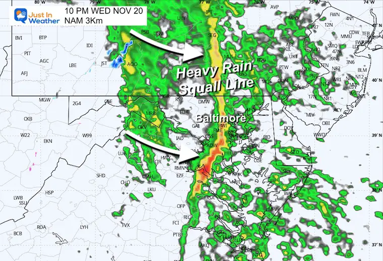 November 20 weather rain Wednesday night