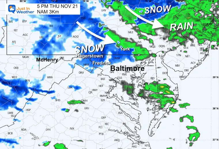 November 20 weather snow radar Thursday afternon