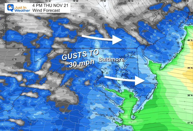 November 20 weather wind Thursday afternoon