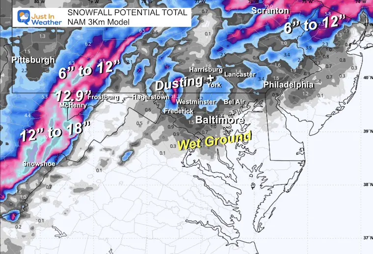 November 21 weather forecast snow Friday NAM