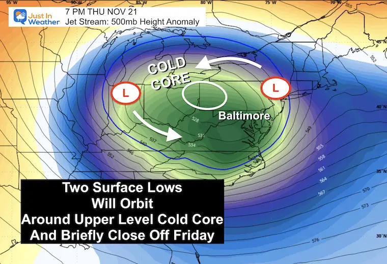 November 21 weather jet stream Cold Core