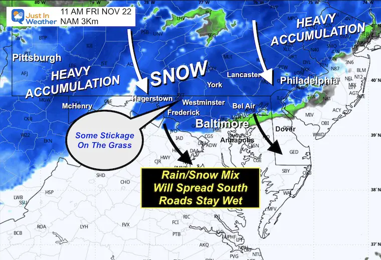 November 21 weather radar forecast snow Friday 11 AM