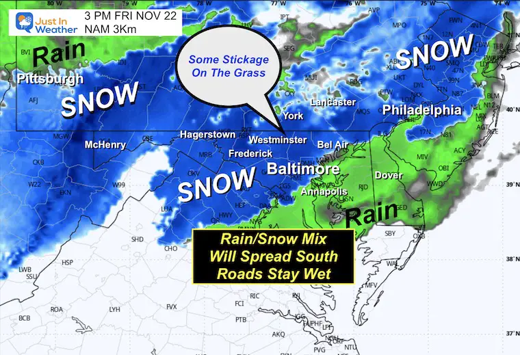 November 21 weather radar forecast snow Friday afternoon