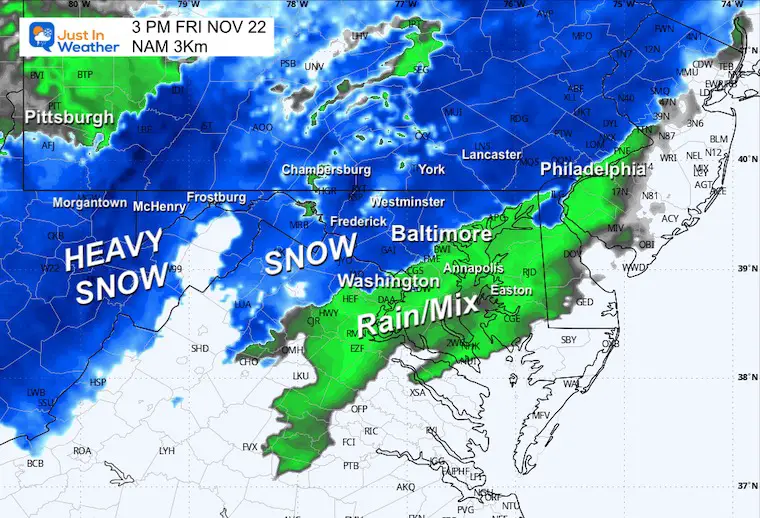 November 21 weather snow radar Friday afternoon