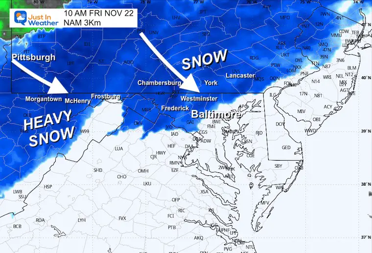 November 21 weather snow radar Friday morning