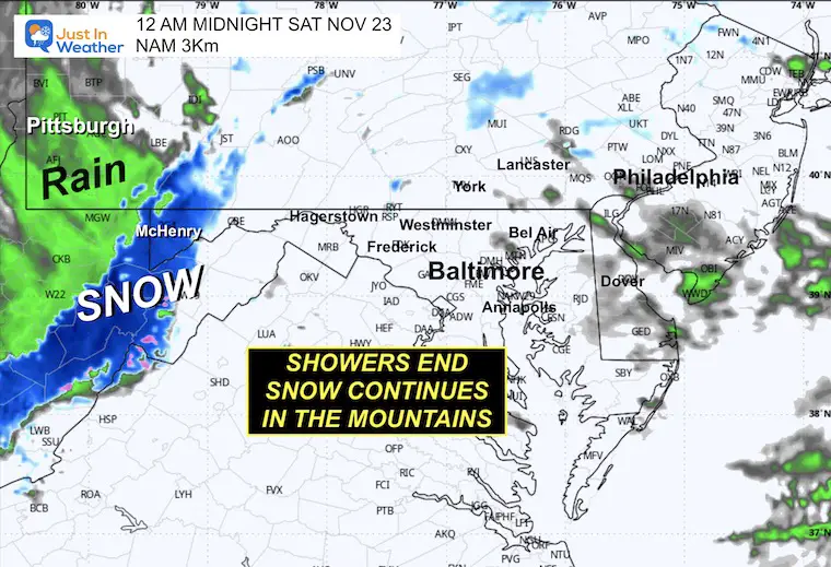 November 21 weather radar forecast snow Friday Midnight