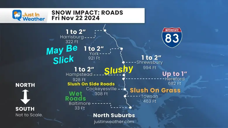 November 22 weather snow road profile Interstate 83