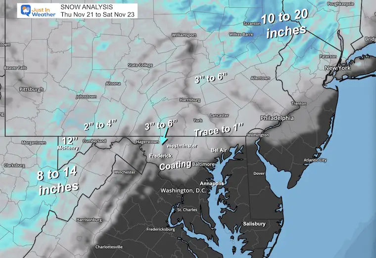 November 22 Snow Analysis Map Mid Atlantic