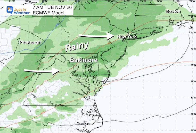 November 23 weather rain Tuesday