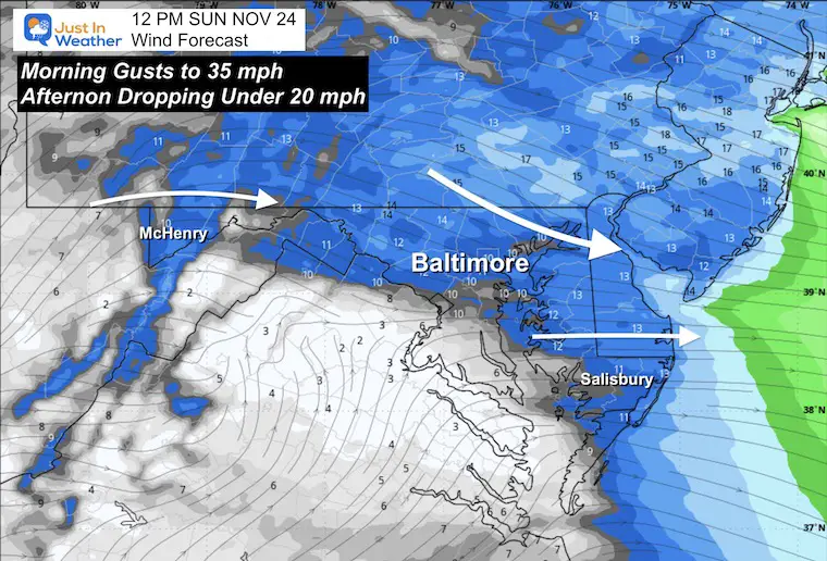 November 23 weather wind forecast Sunday