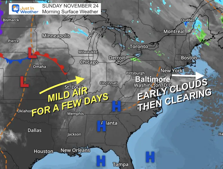 November 24 weather Sunday morning