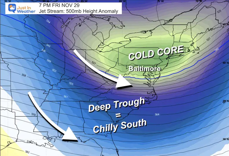 November 24 weather forecast jet stream Thanksgiving Friday