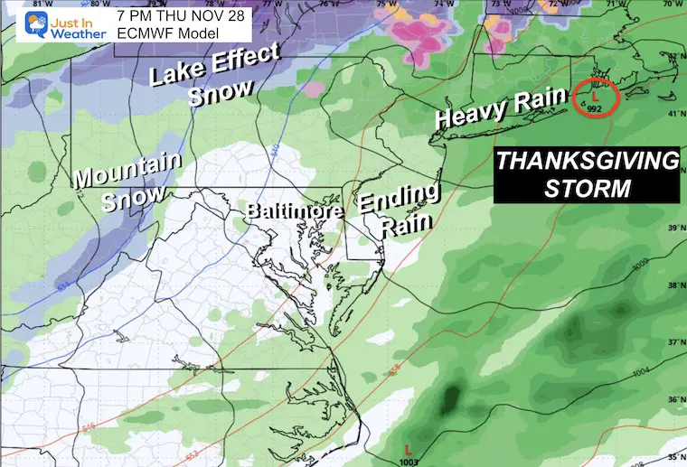 November 24 weather storm rain Thanksgiving night