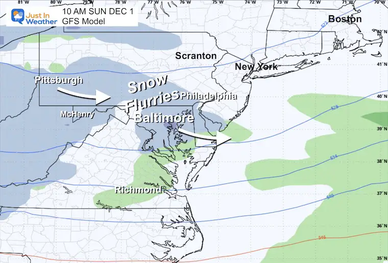 November 24 weather snow Sunday late mornin