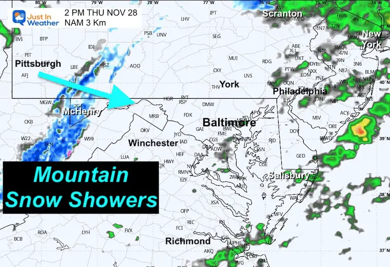 November 27 weather forecast rain radar Thanksgiving Thursday afternoon