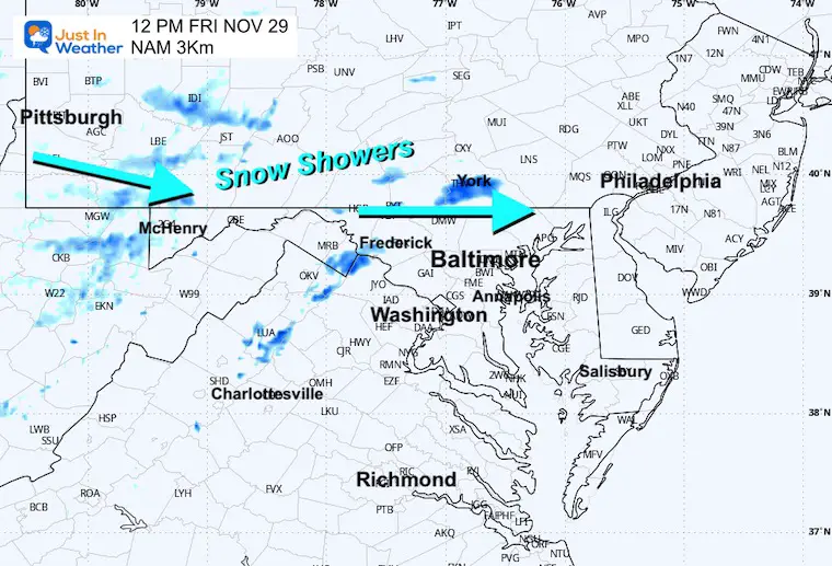 November 29 weather forecast snow noon