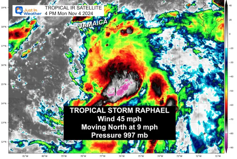 November 4 Tropical Storm Raphael Satellite