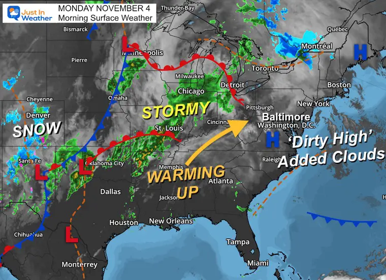 November 4 weather Monday morning