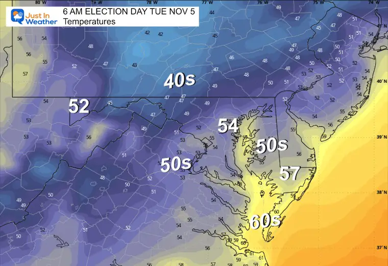 November 4 weather temperatures Tuesday morning