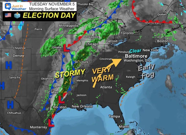 November 5. A warm Election Day and Tropical Storm Rafael could bring much-needed rain — just in time