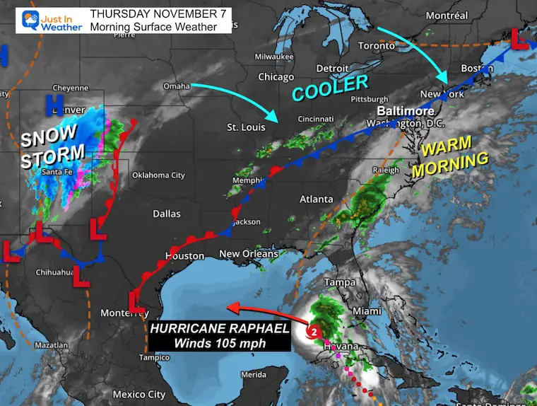 November 7 weather Thursday morning