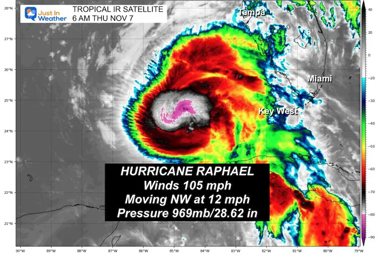 November 7 hurricane Raphael satellite Thursday morning