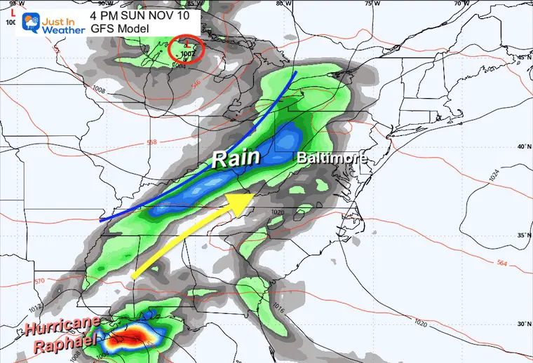 November 8 weather forecast rain Sunday afternoon