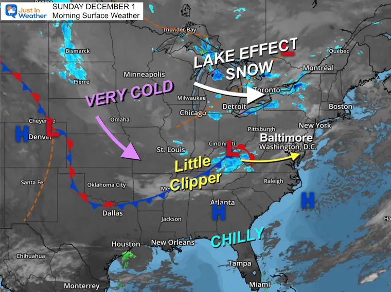 December 1 weather Sunday morning