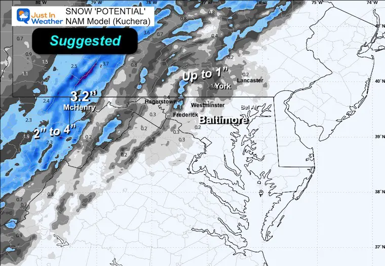 December 10 forecast snow Wednesday NAM