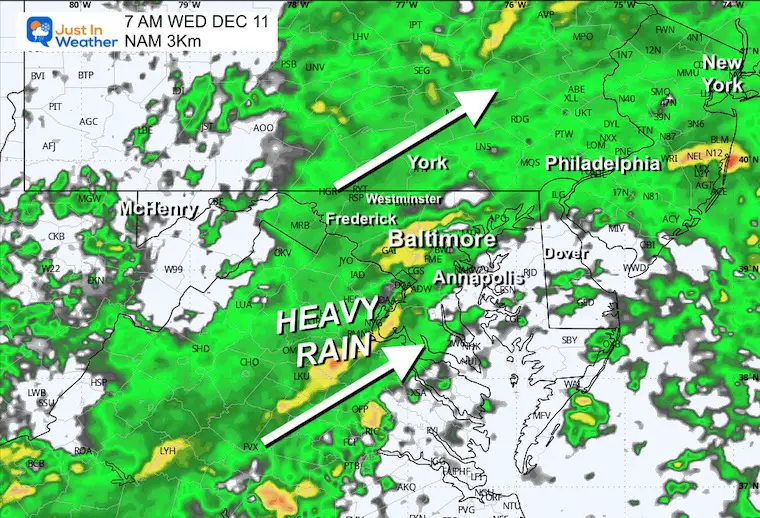 December 10 weather rain radar Wednesday morning